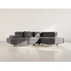 Image de Margaux - Canapé D'angle Droit 5 Places Convertible Avec Coffre Et Têtières Réglables En Velours Texturé - Gris