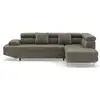 Image de Margaux - canapé d'angle droit 5 places convertible avec coffre et têtières réglables en velours texturé - best mobilier - vert MARGAUX