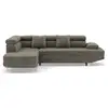 Image de Margaux - canapé d'angle gauche 5 places convertible avec coffre et têtières réglables en velours texturé - best mobilier - vert MARGAUX