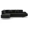 Image de Margaux - canapé d'angle gauche 5 places convertible avec coffre et têtières réglables en velours texturé - best mobilier - noir MARGAUX