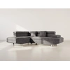 Image de Margaux - Canapé D'angle Gauche 5 Places Convertible Avec Coffre Et Têtières Réglables En Velours Texturé - Gris