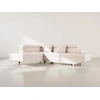 Image de Margaux - Canapé D'angle Gauche 5 Places Convertible Avec Coffre Et Têtières Réglables En Velours Texturé - Beige
