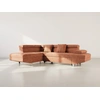Image de Margaux - Canapé D'angle Gauche 5 Places Convertible Avec Coffre Et Têtières Réglables En Velours Texturé - Terracotta