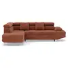 Image de Margaux - canapé d'angle gauche 5 places convertible avec coffre et têtières réglables en velours texturé - best mobilier - terracotta MARGAUX