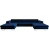 Image de Ayden - canapé panoramique en u 7 places convertible avec coffre et têtières réglables en tissu - best mobilier - bleu AYDEN
