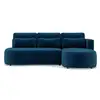 Image de Mahina - canapé d'angle droit 4 places convertible avec coffre en velours côtelé - lisa design - bleu MAHINA