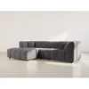 Image de Curtis - canapé dangle gauche 4 places avec accoudoir en tissu texturé - Gris foncé