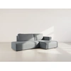 Image de Topaze - Canapé D'angle Droit 4 Places Convertible Avec Coffre En Velours Côtelé - Gris Foncé