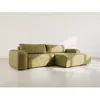 Image de Rebecca - canapé dangle droit 4 places convertible avec coffre en velours texturé - Vert Olive