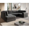 Image de Nappa - Canapé Panoramique D'angle Droit 7 Places Convertible Avec Coffre En Velours - Gris