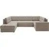 Image de Nappa - canapé panoramique d'angle droit 7 places convertible avec coffre en velours - best mobilier - beige NAPPA
