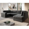 Image de Nappa - Canapé Panoramique D'angle Gauche 7 Places Convertible Avec Coffre En Velours - Gris