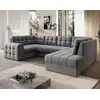 Image de Nappa - Canapé Panoramique D'angle Gauche 7 Places Convertible Avec Coffre En Velours - Gris Clair