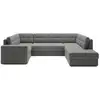 Image de Nappa - canapé panoramique d'angle gauche 7 places convertible avec coffre en velours - best mobilier - gris clair NAPPA