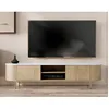 Image de Sansa - meuble tv 184 cm - 2 portes et 2 niches - plateau effet marbre - Bois / Blanc
