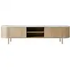 Image de Sansa - meuble tv 184 cm - 2 portes et 2 niches - plateau effet marbre - best mobilier - bois et blanc SANSA
