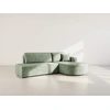 Image de Miro - Canapé D'angle Droit 4 Places Convertible Avec Coffre En Velours Texturé - Vert Sauge