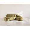 Image de Miro - Canapé D'angle Droit 4 Places Convertible Avec Coffre En Velours Texturé - Vert Olive