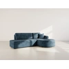 Image de Miro - Canapé D'angle Droit 4 Places Convertible Avec Coffre En Velours Texturé - Bleu