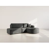 Image de Miro - Canapé D'angle Droit 4 Places Convertible Avec Coffre En Velours Texturé - Gris Anthracite