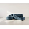 Image de Miro - Canapé D'angle Gauche 4 Places Convertible Avec Coffre En Velours Texturé - Bleu