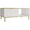 Image de Hope - table basse 100 cm - 1 tiroir et 1 niche - best mobilier - blanc et doré HOPE