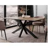 Image de Tom - table à manger - plateau effet bois - pieds en métal - 4 à 6 personnes - Bois / Noir