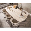 Image de Amara - Table À Manger - Plateau Effet Travertin - 4 À 8 Personnes - Bois / Beige