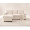 Image de Meiya - Canapé D'angle Réversible 4 Places Convertible Avec Coffre En Velours Côtelé - Beige