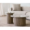 Image de Lysa - Table Basse Plateau Effet Marbre Et Pieds Effets Bois - 80 Cm - Bois / Blanc