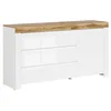 Image de Buffet 1 porte 3 tiroirs Petits-meubles - Hella - 156 x 42 x 84cm - Blanc et bois