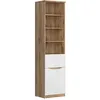 Image de Bibliothèque 1 porte 1 tiroir Petits-meubles - June - 50 x 40 x 198cm - Blanc et bois
