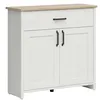 Image de Buffet 2 portes 1 tiroir Petits-meubles - Aksel - 102 x 37 x 99cm - Blanc et bois