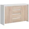 Image de Buffet 2 portes 4 tiroirs Petits-meubles - Soren - 143 5 x 40 5 x 92cm - Bois et Blanc