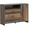 Image de Buffet 1 porte 3 tiroirs Petits-meubles - Paul - 131 x 40 x 91cm - Bois et Gris