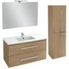 Image de Pack meuble vasque 100 cm JACOB DELAFON Ola up chêne + colonne + miroir + spot