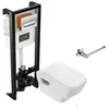 Image de Pack WC suspendu sans bride JACOB DELAFON Struktura + abattant + plaque + bâti + Porte-rouleau Eo rond