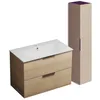 Image de Meuble vasque 90 cm BURGBAD Olena chêne clair + colonne
