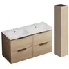 Image de Meuble salle de bain double vasque BURGBAD Olena 120 cm chêne clair + colonne