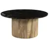 Image de Marbella-table basse ronde 70 cm en marbre noir et bois massif