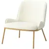 Image de Alvin-fauteuil vintage en tissu bouclé ecru et métal chêne