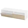 Image de Meuble tv décor blanc et chêne - dim : l 130 x p 42 x h 36 cm -pegane-