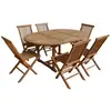 Image de Salon de jardin lombok - table extensible ronde en teck - 6 places