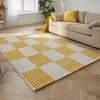 Image de Tapis vintage - NAZAR RUGS - GROOVY - Jaune - 80x150 cm - Motif damier