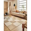 Image de Tapis de salon - NAZAR RUGS - 120x160 cm - Motif carreaux - Beige et Crème