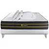 Image de Pack Prêt A Dormir 140x190 Matelas Ultra + Sommier Kit Blanc + 2 Oreillers Memoire De Forme 60x40cm + Couette Percale 24