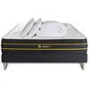 Image de Pack 180x200 matelas ULTRA + sommier kit noir + 2 oreillers mémoire de forme 60x40cm + Couette Percale 260x240cm 180 x 200 cm Noir