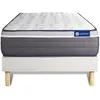 Image de Ensemble Matelas Actilatex Plus 90x200 Latex+mémoire De Forme Maxi Épaisseur 7zones De Confort + Sommier Kit Blanc