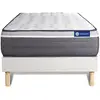 Image de Ensemble Matelas Actilatex Plus 90x190 Latex+mémoire De Forme Maxi Épaisseur 7zones De Confort + Sommier Kit Blanc