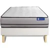 Image de Ensemble Matelas Actilatex 90x190cm 2 Faces À Mémoire De Forme + Latex 3zones De Confort + Sommier Kit Blanc